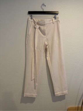 LOFT Ivory Tie Waist Straight Leg Pants Size 4